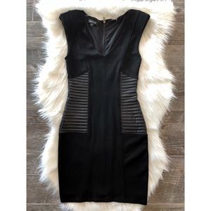 BEBE Black Sleeveless Paneled Mini Dress